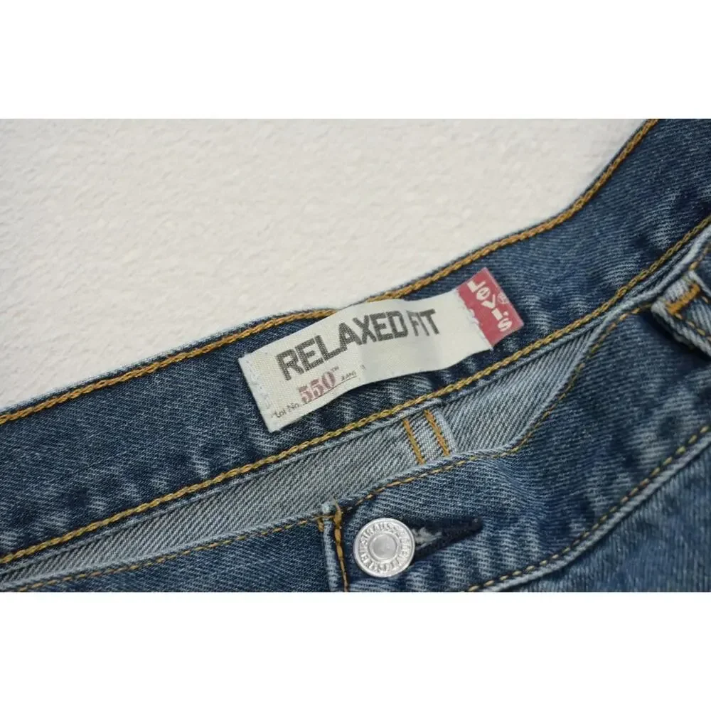 Levi's 550 Relaxed Fit Straight Blue Denim Jeans‎ Rugged Mens Sz 42 x 30